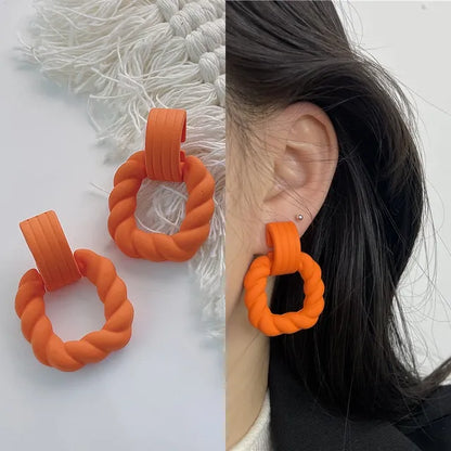 Boho Women's Acrylic Hoop Earrings New Fashion Geometric Twist Dangle Earrings  Trend Female Jewelry Gifts
