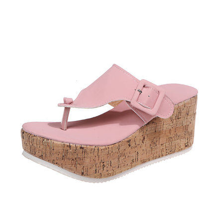 Summer New Large Size Herringbone Platform Women's Casual Platform Slippers