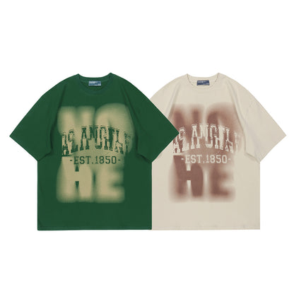 T-shirt met korte mouwen en inkjetprint met kleurverloopletters