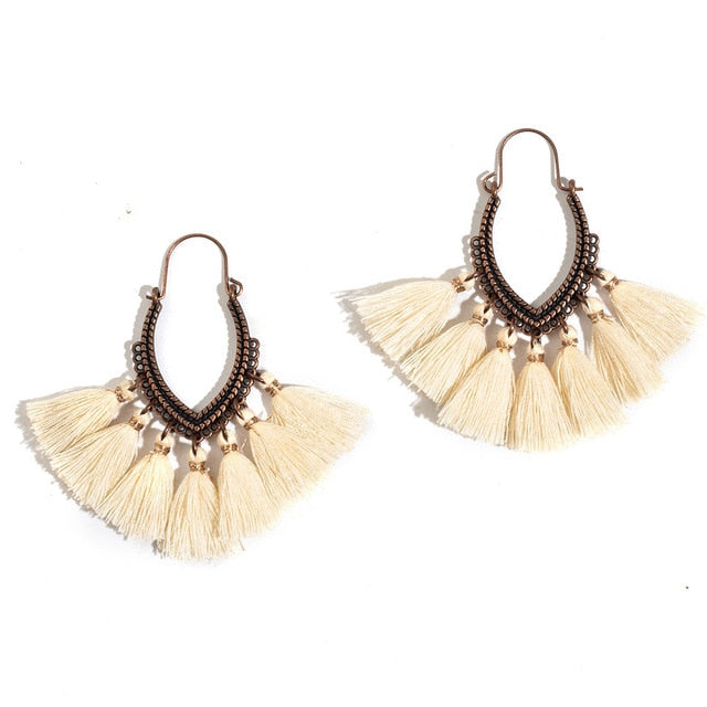 Fringe Vintage Boho Bohemian Ethnic Tassel Drop Dangle Hanging Earrings for Women Female Trendy Jewelry Accessories