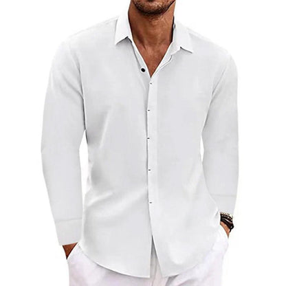 Men's Linen Long Sleeve T-Shirt Loose Sweatshirt Solid Color Long Sleeve Cotton Linen Shirt Men Oversize Shirt