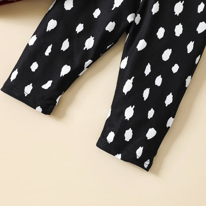 Peuter en Baby Meisje Kledingset Lange Mouwen Ruches Top En Broek Met Print