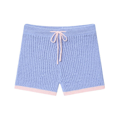 Knitted polo shirt jacket+shorts set