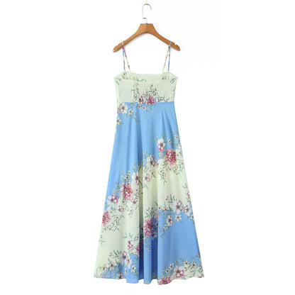 Leisure vacation style slimming printed dress