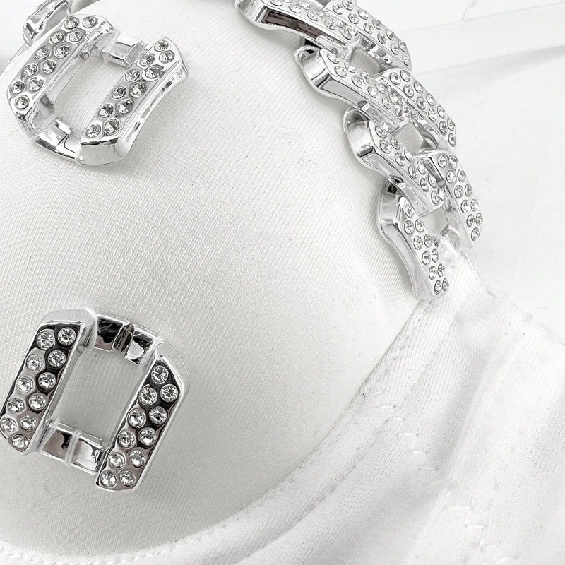 White Strapless Camisole Gathered Beaded Rhinestone Bustier Innerwear