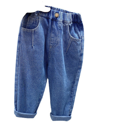 Kids Denim Pants Mid to Large Size Casual Long Pants Trendy
