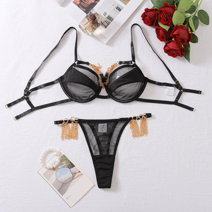 Gathering perspective sexy lingerie two-piece set