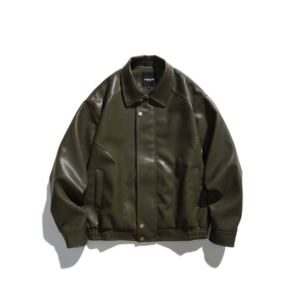 Workwear leather jacket loose motorcycle suit casual leather jacket