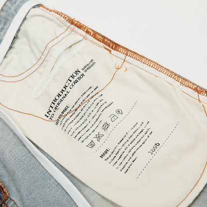 Splicing washed wide leg denim pants