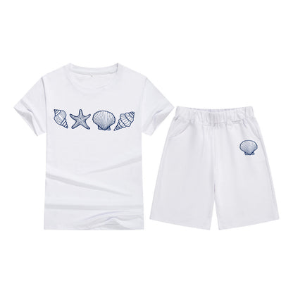 Unisex katoenen T-shirt met korte mouwen en shorts