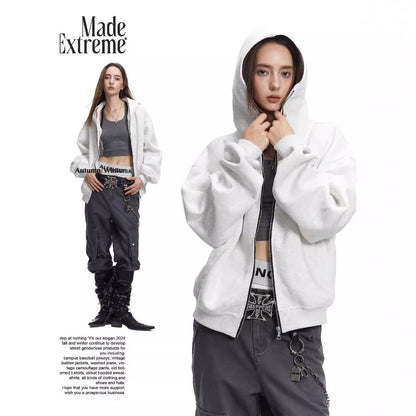 Street High-End Boxy Hoodie Zip-Up Comfortable Jacket Unisex
