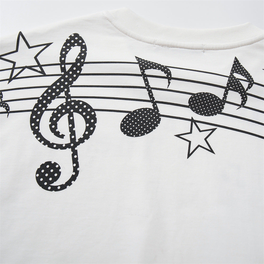 Musical note printed short sleeved t-shirt