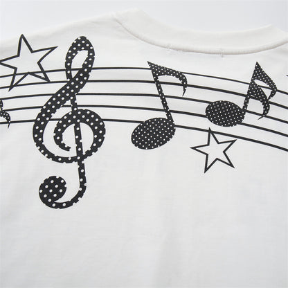 Musical note printed short sleeved t-shirt