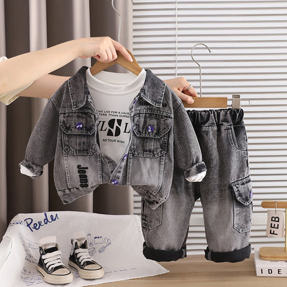 Cowboy long sleeved three piece set for baby children's clothing