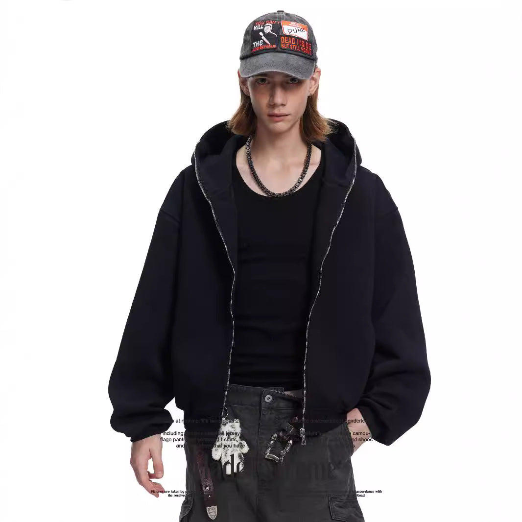 Street High-End Boxy Hoodie Zip-Up Comfortable Jacket Unisex