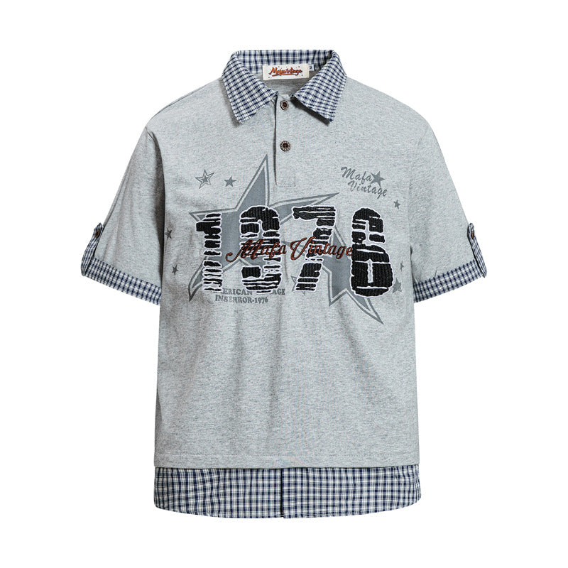 Poloshirt met korte mouwen en print 2-in-1 look
