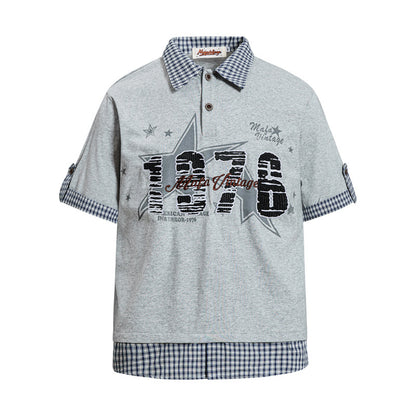 Poloshirt met korte mouwen en print 2-in-1 look