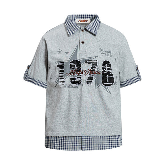Poloshirt met korte mouwen en print 2-in-1 look
