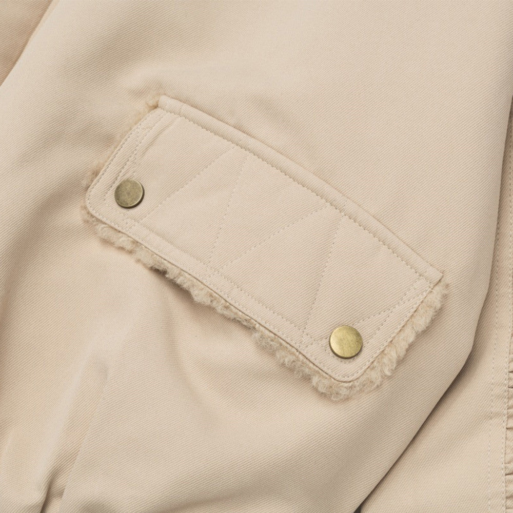 Hoge hals  katoenen jacket met teddy voering