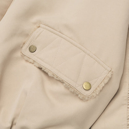 Hoge hals  katoenen jacket met teddy voering