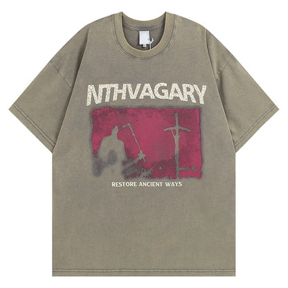 Washed Vintage  Sleeve Summer Retro Romantic T-Shirt