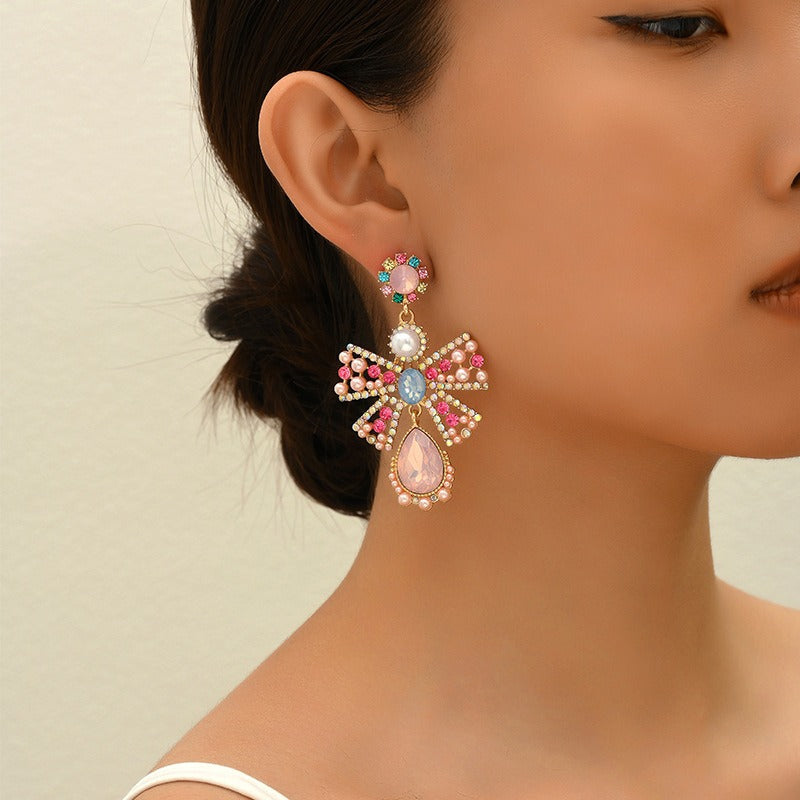 Boho Alloy Pearl Stud Earrings