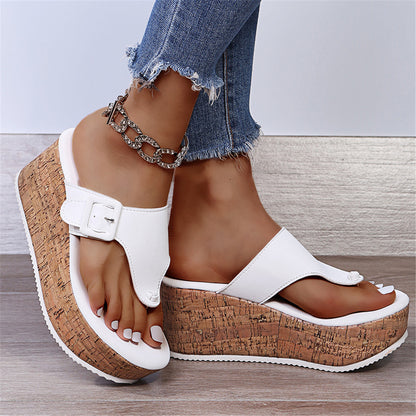 Summer New Large Size Herringbone Platform Women's Casual Platform Slippers