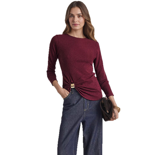 Gerimpelde afslankende top met lange mouwen