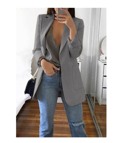 European and American fashion collar slim fit cardigan temperament suit jacket for women