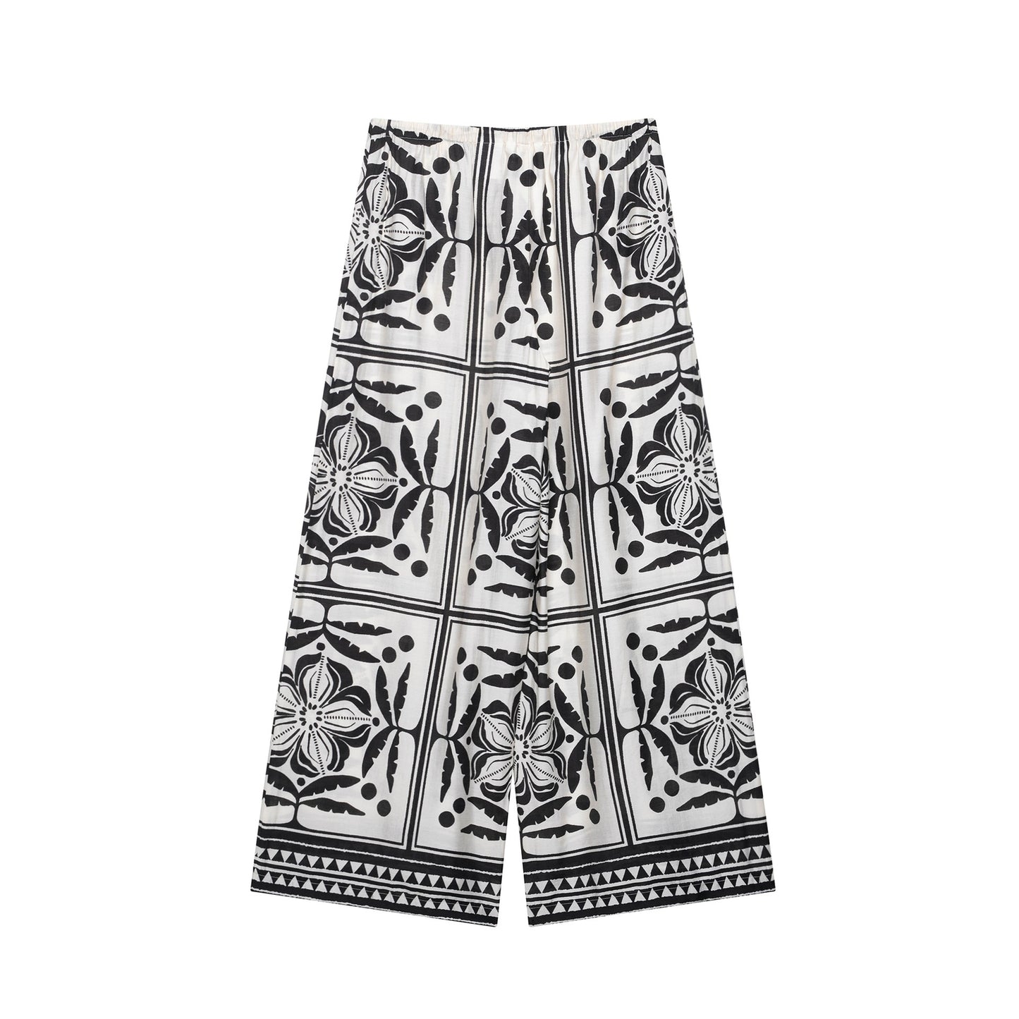 Damesblouse met print  of wijde broek met trekkoord