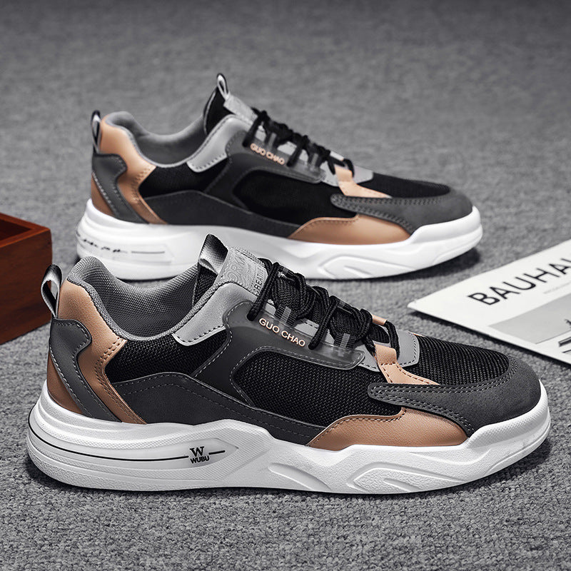 Trendy heren sneakers met ronde neus van ademende mesh