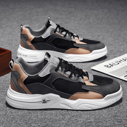Trendy heren sneakers met ronde neus van ademende mesh