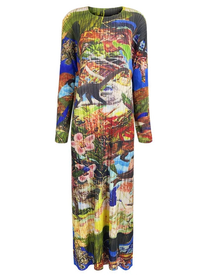 Miyake geplooide jurk met lange mouwen en print voor dames