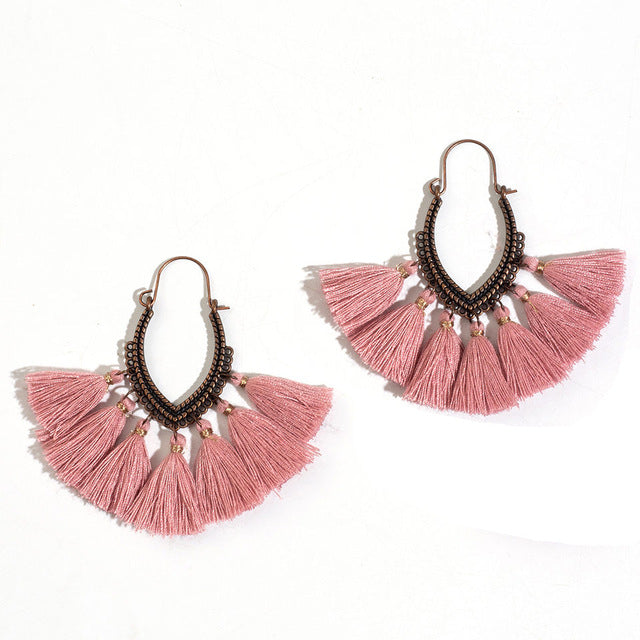Fringe Vintage Boho Bohemian Ethnic Tassel Drop Dangle Hanging Earrings for Women Female Trendy Jewelry Accessories