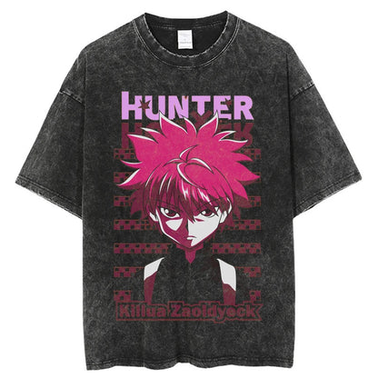 Summer New Fullmetal Alchemist Anime Print T-Shirt Summer Cotton Washed Top Retro Vintage Short Sleeve