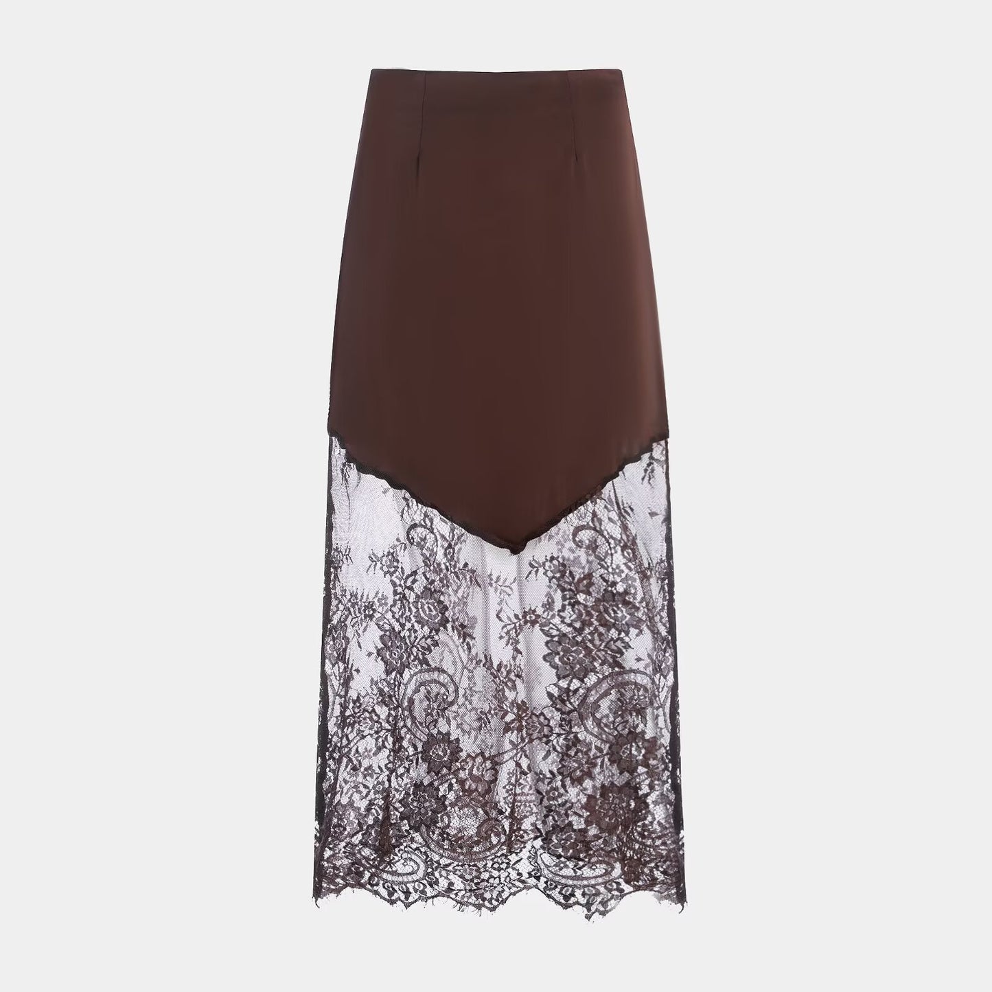 Commuting style lace patchwork high waisted skirt