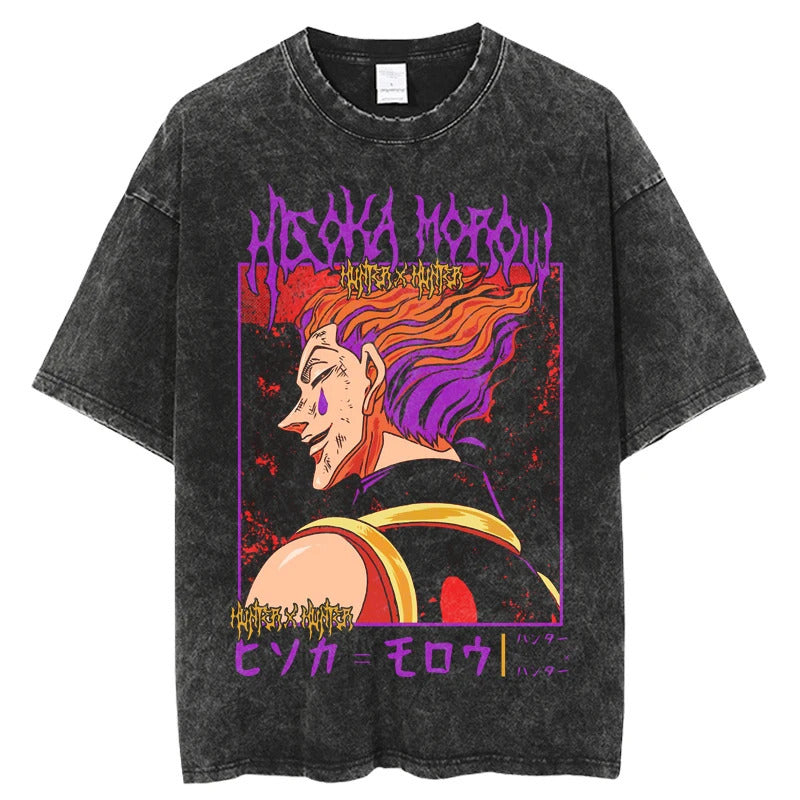 Summer New Fullmetal Alchemist Anime Print T-Shirt Summer Cotton Washed Top Retro Vintage Short Sleeve