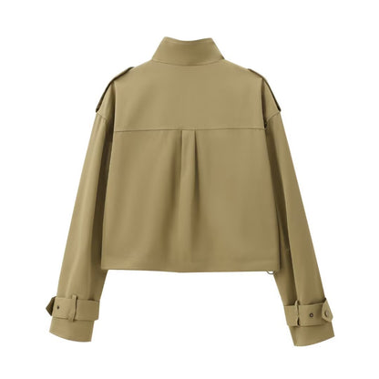 Women's Clothing Pocket Decorated Jacket + Pleated Pants Set