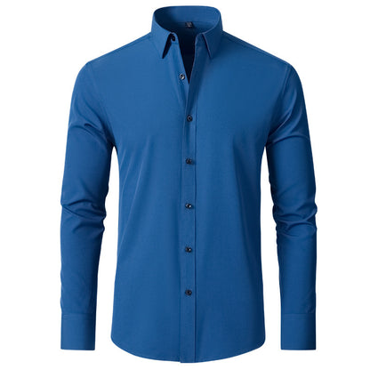Cotton Long Sleeve Shirt Men's Stretch Non-Iron Dress Shirt  Size Business Casual Shirt