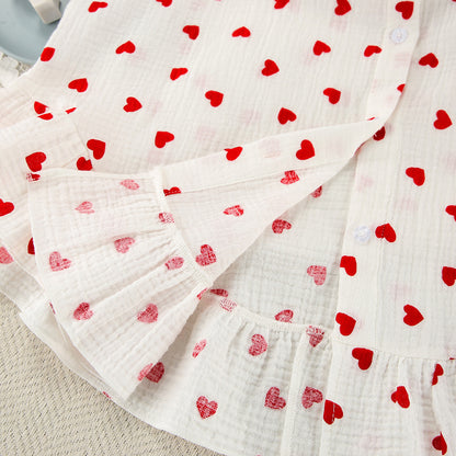 Summer Heart Print Open Front Long Sleeve Shorts Loungewear Women Pure Cotton Loose Soft Sleepwear Wearable Outside