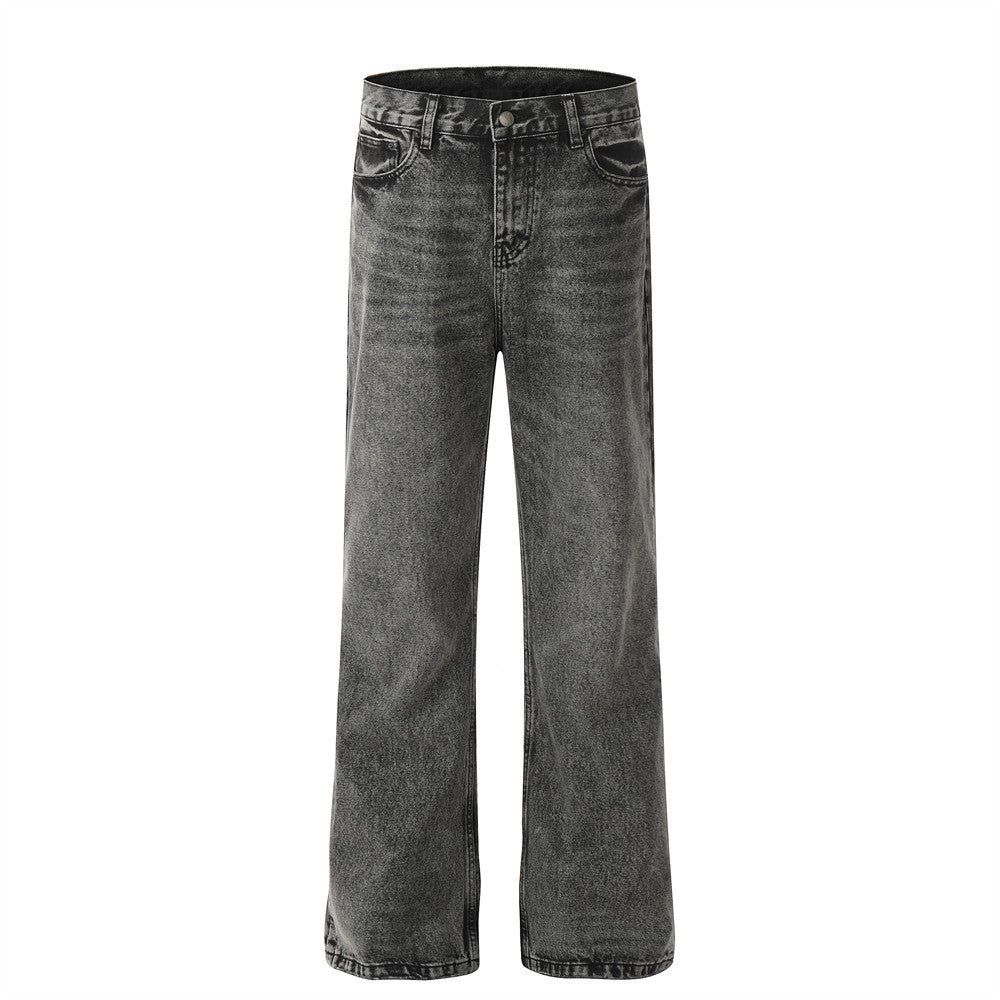 Wash water to make old denim straight leg pants