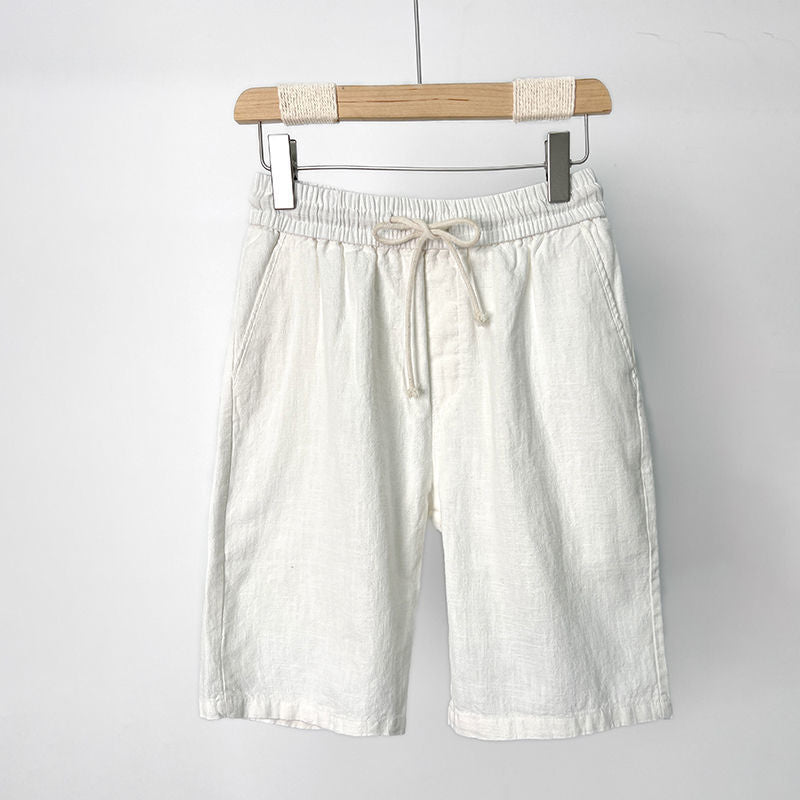 Cotton Linen Shorts Men's Summer Linen Five-Quarter Pants Men's Beach Pants Loose Casual Large Shorts