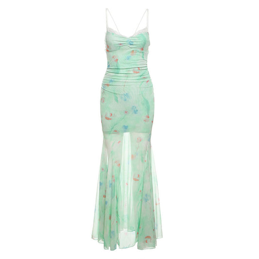 Elegante en verfijnde mouwloze jurk met print
