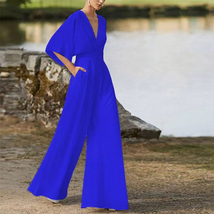 Summer solid color fashionable new Chinese style jumpsuit temperament commuting jumpsuit