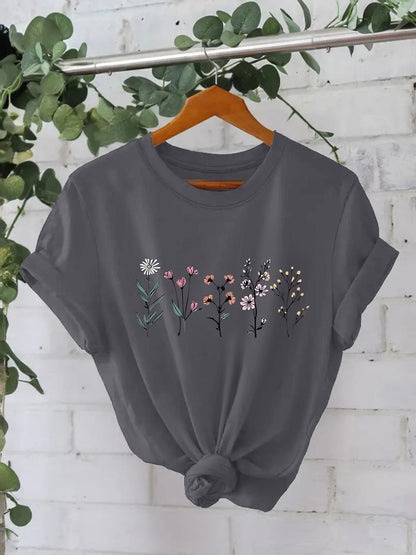 Round neck floral print top