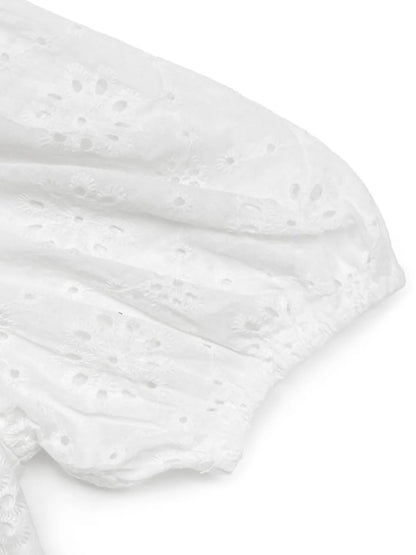 Tied Eyelet Short Sleeve Bodysuit