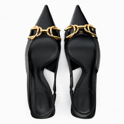 Zwarte elegante slingback pumps