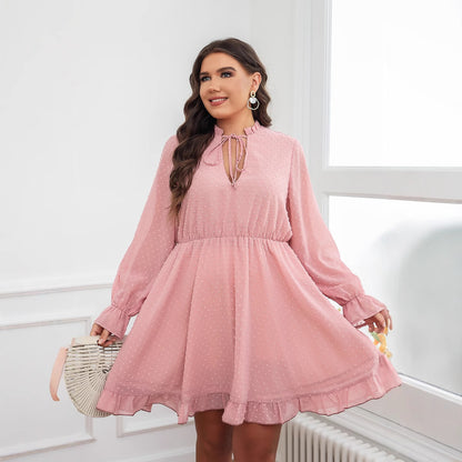 Plus Size Dress Spring Summer Women's Clothing Vacation Casual Loose High Waist Dress