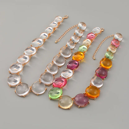 New ZAA Exaggerated Colorful Transparent Resin Choker Necklace Earrings for Women Holiday Party Jewelry Sets