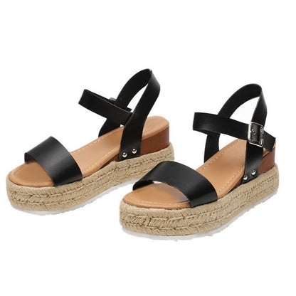 Leopard Wedges Sandals For Women High Heels Summer Shoes